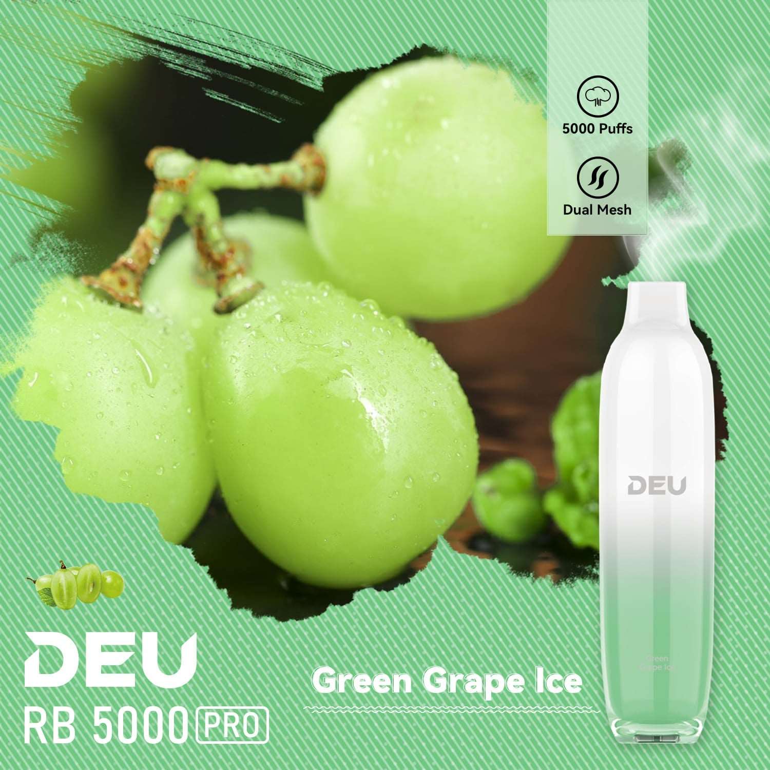 DEU RB5000 Pro Disposable Vape - Green Grape Ice(Super Cool)