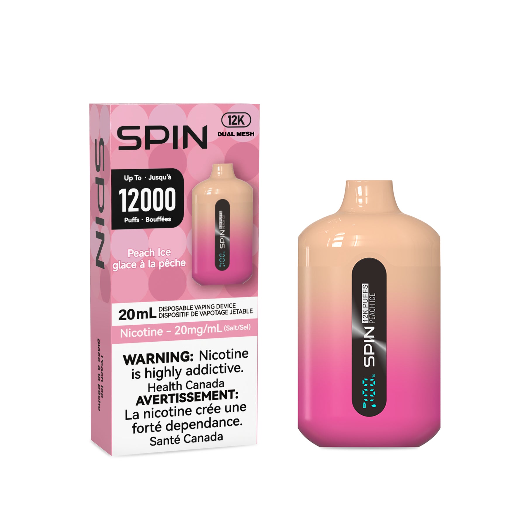Spin 12K (12000) Disposable Vape - Peach Ice