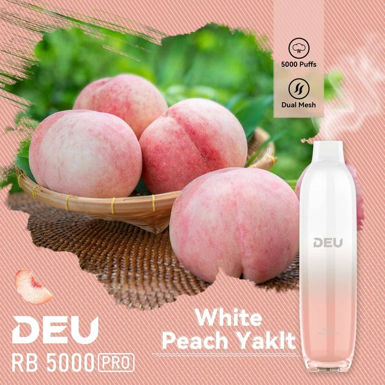 Deu Rb5000 Pro Disposable Vape White Peach Yoyo