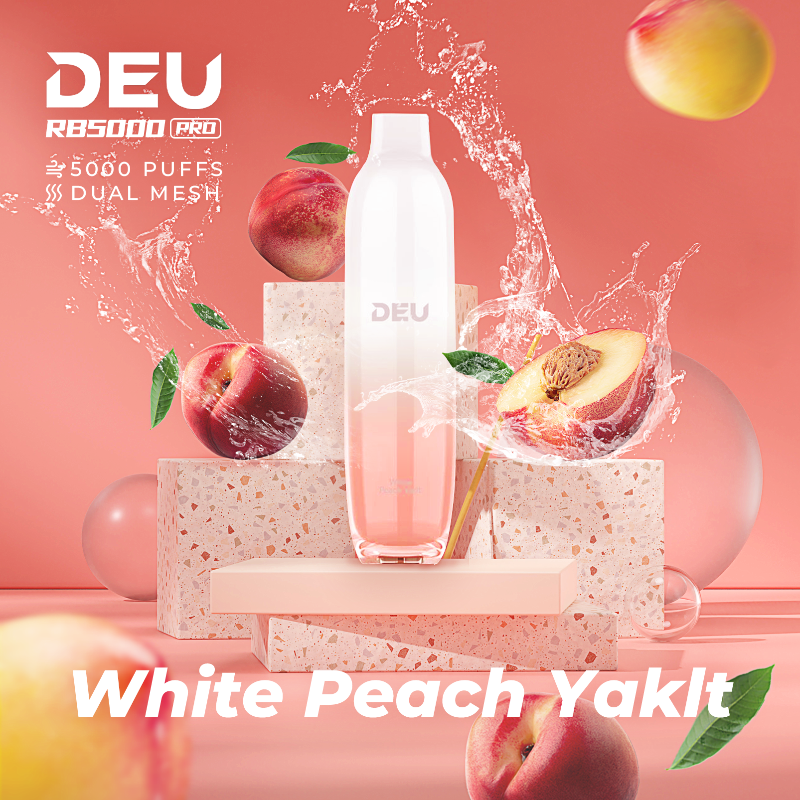 Deu Rb5000 Pro Disposable Vape White Peach Yoyo