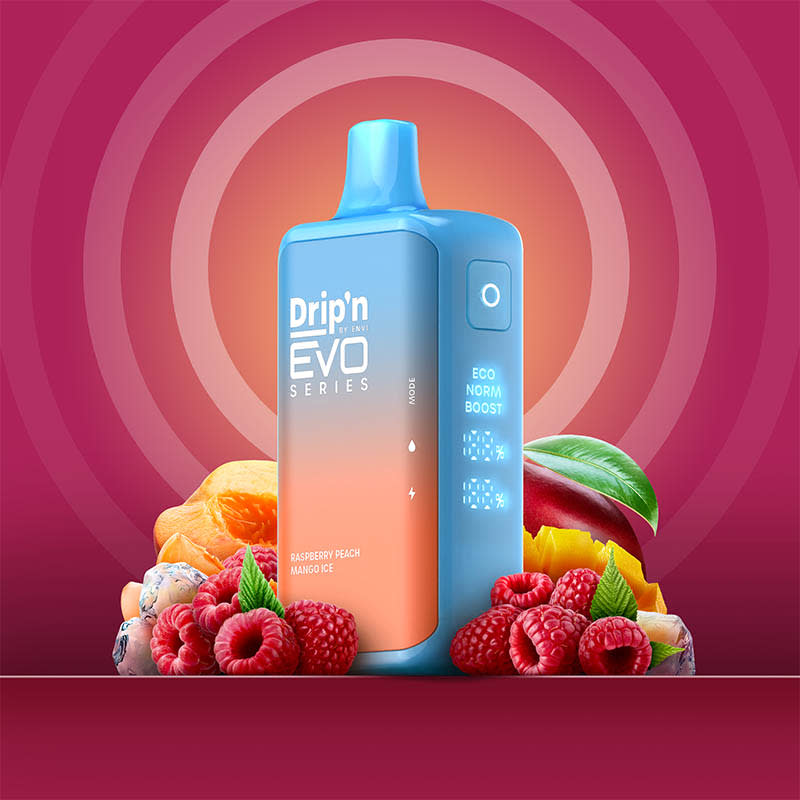 Drip'n By Envi Evo Series 28k (28000) Disposable Raspberry Peach Mango Ice