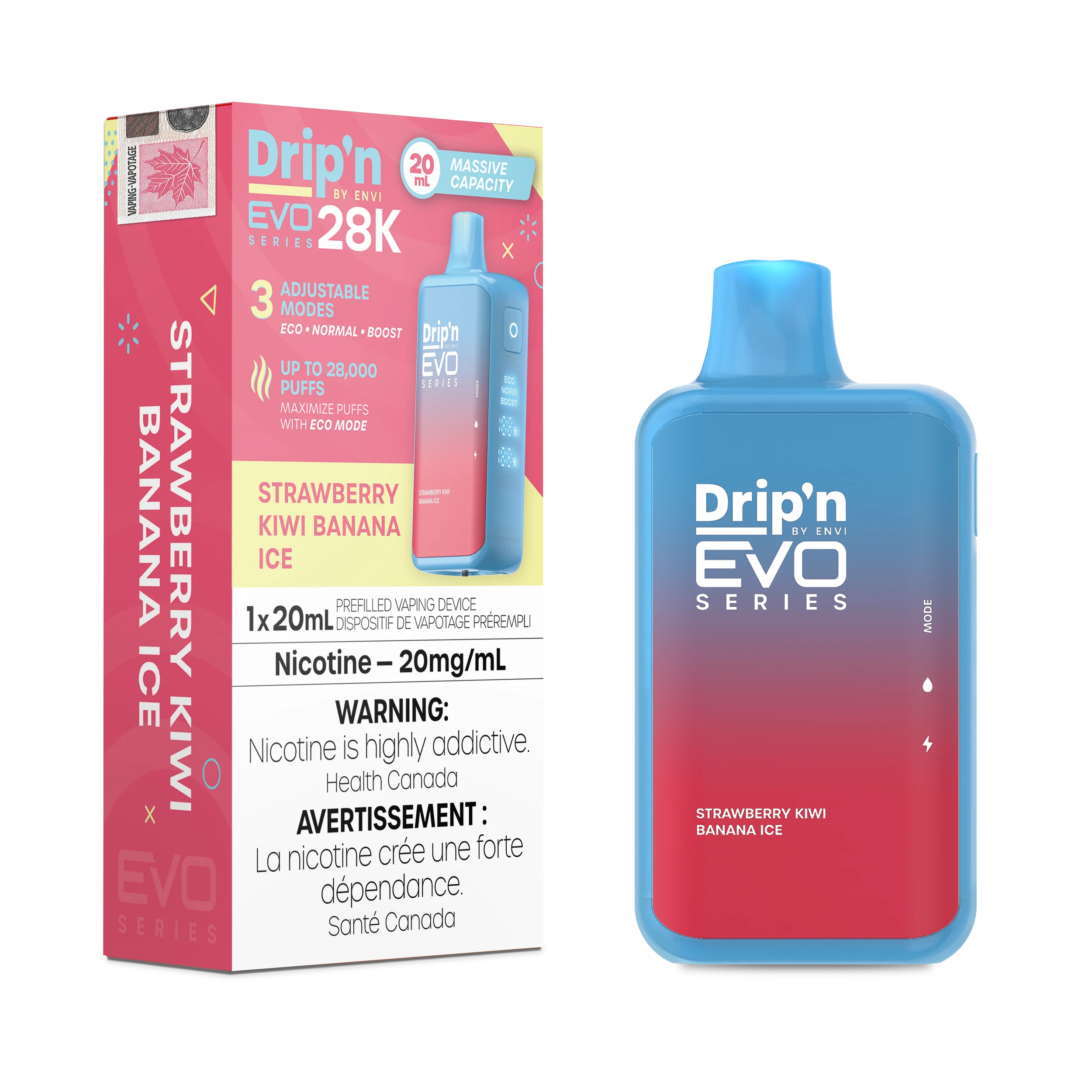 Drip'n By Envi Evo Series 28k (28000) Disposable Strawberry Kiwi Banana Ice