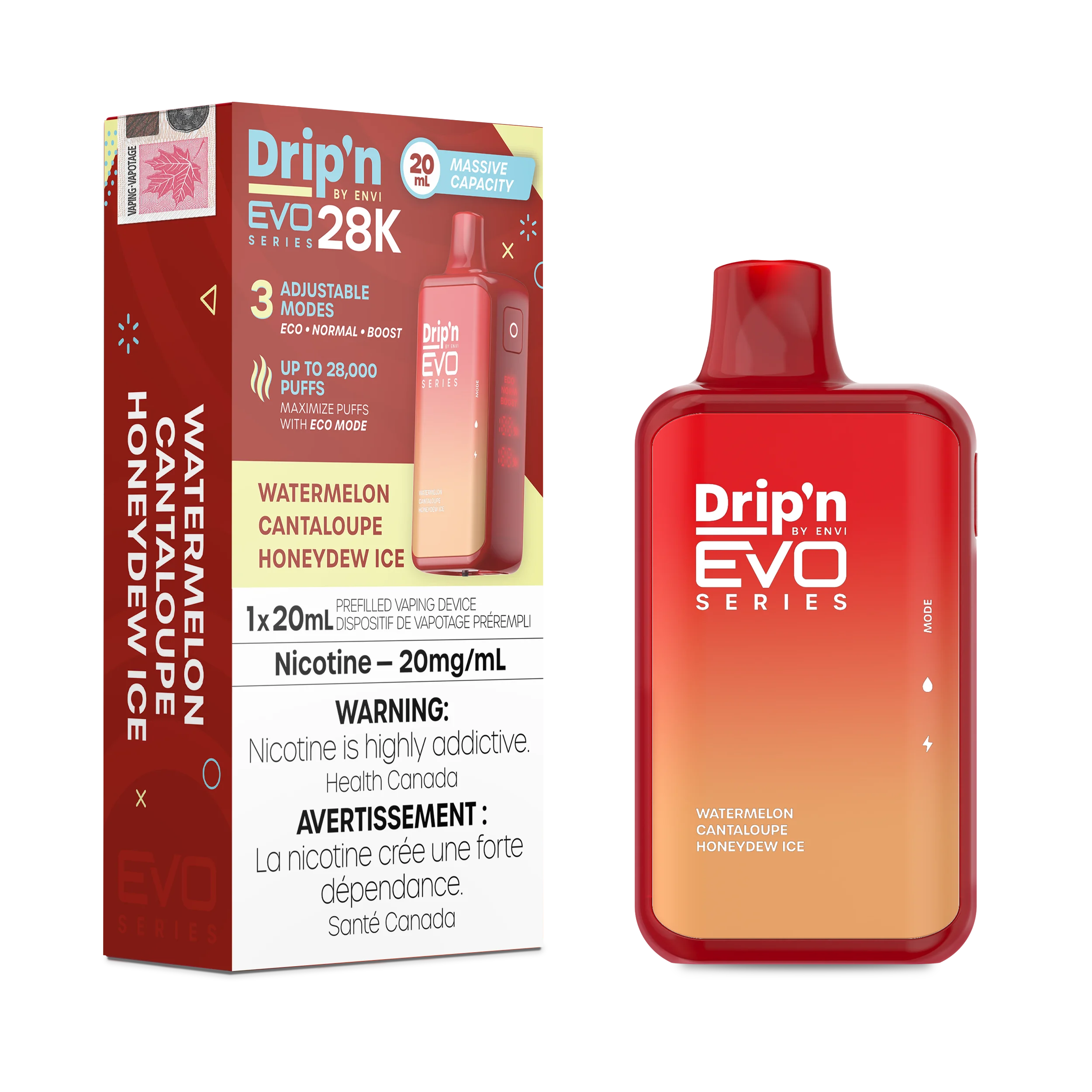 Drip'n By Envi Evo Series 28k (28000) Disposable Watermelon Cantaloupe Honeydew