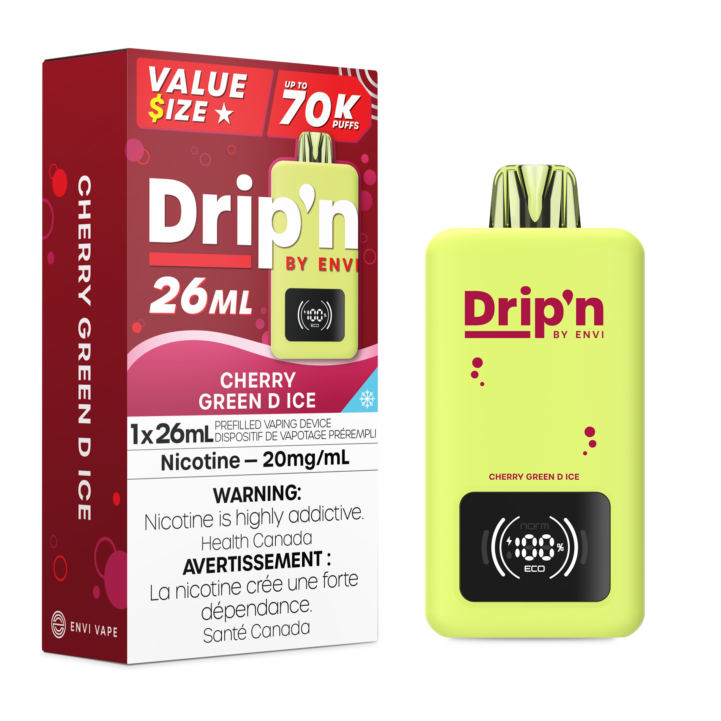 Drip'n by Envi 70K 26ML Disposable Cherry Green D Ice