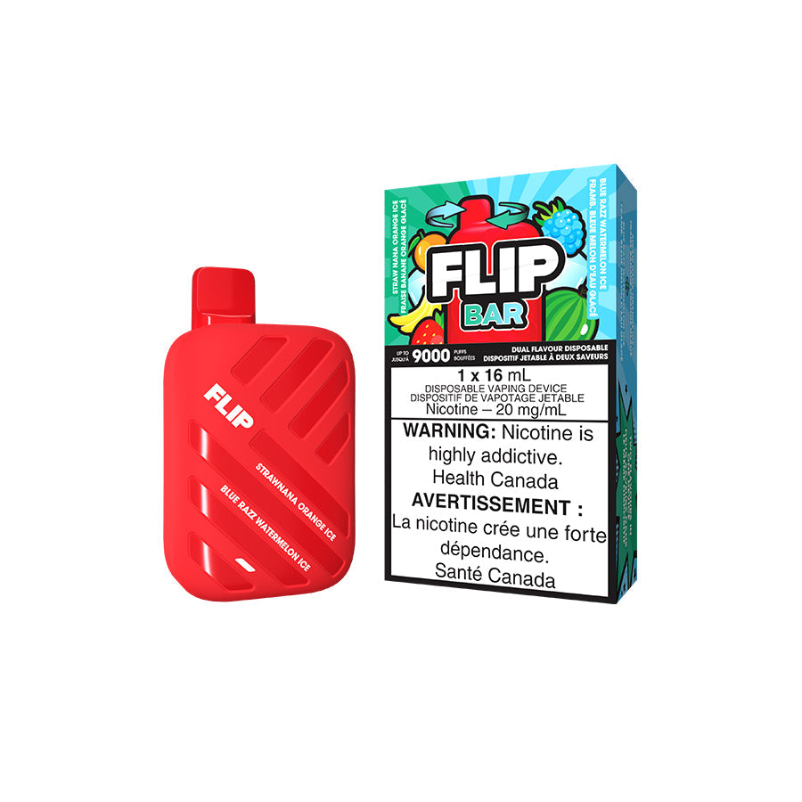 Flip Bar 9000 Disposable Straw Nana Orange Ice And Blue Razz Watermelon Ice