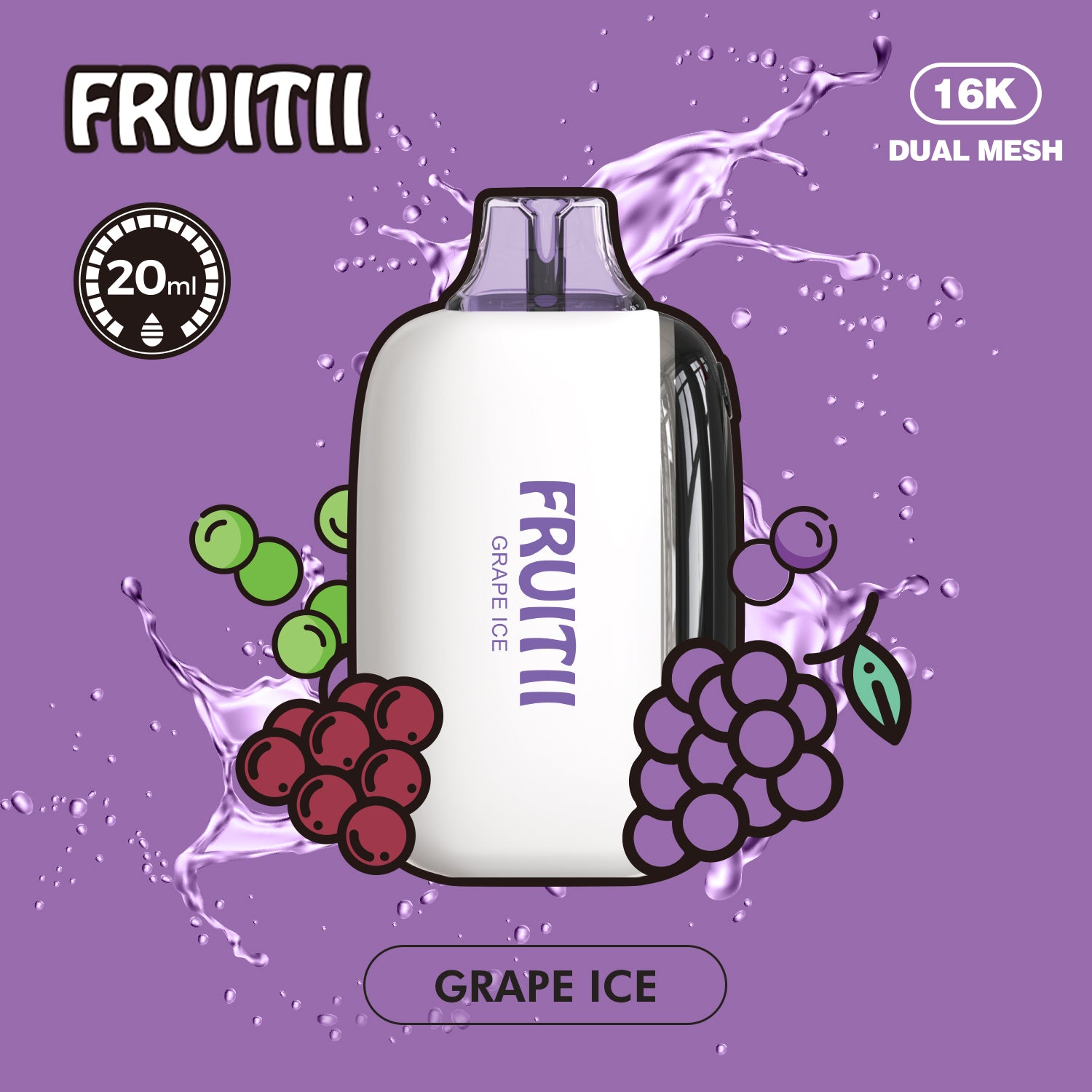 Fruitii 16k (16000) Disposable Vape Grape Ice