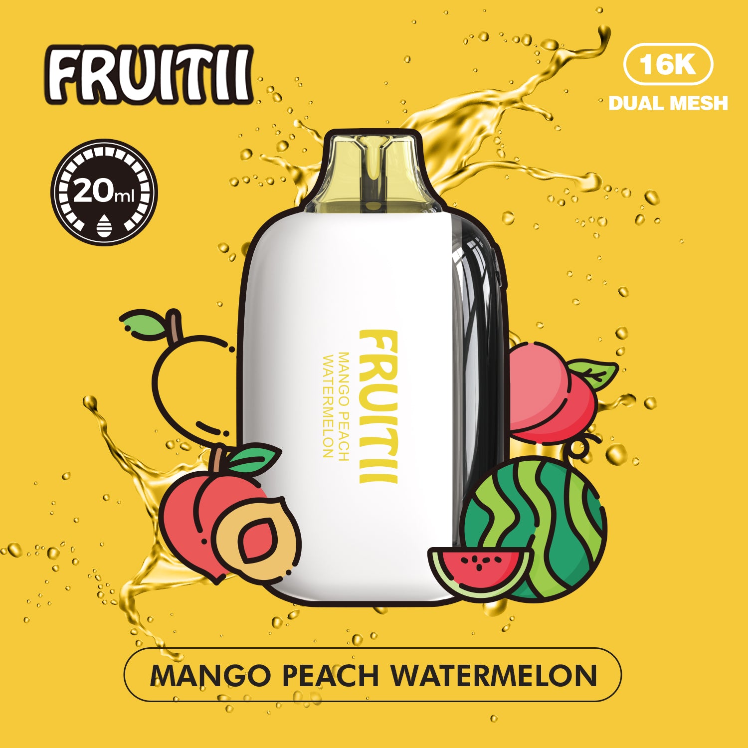 Fruitii 16k (16000) Disposable Vape Mango Peach Watermelon