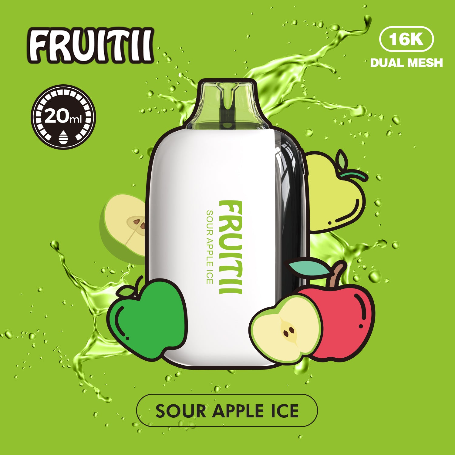 Fruitii 16k (16000) Disposable Vape Sour Apple Ice