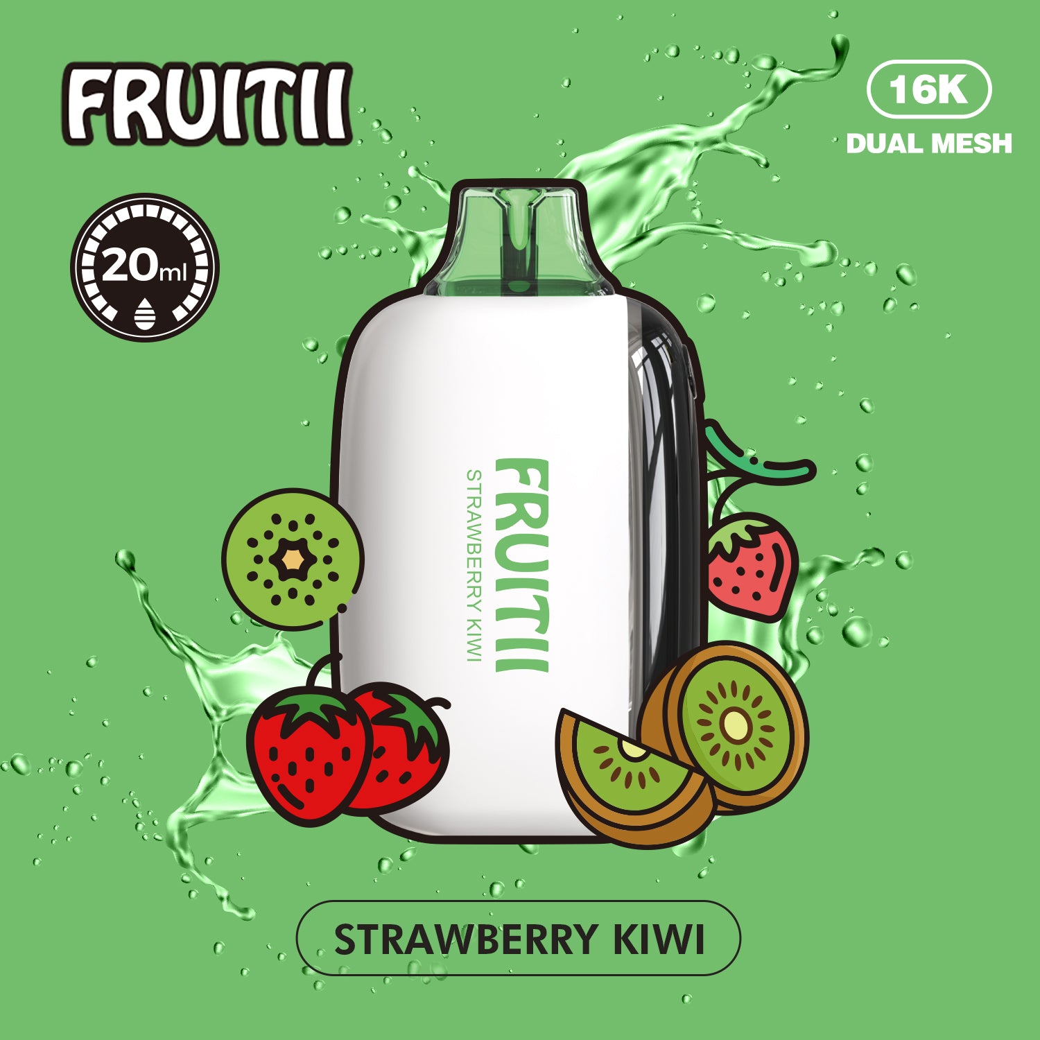 Fruitii 16k (16000) Disposable Vape Strawberry Kiwi