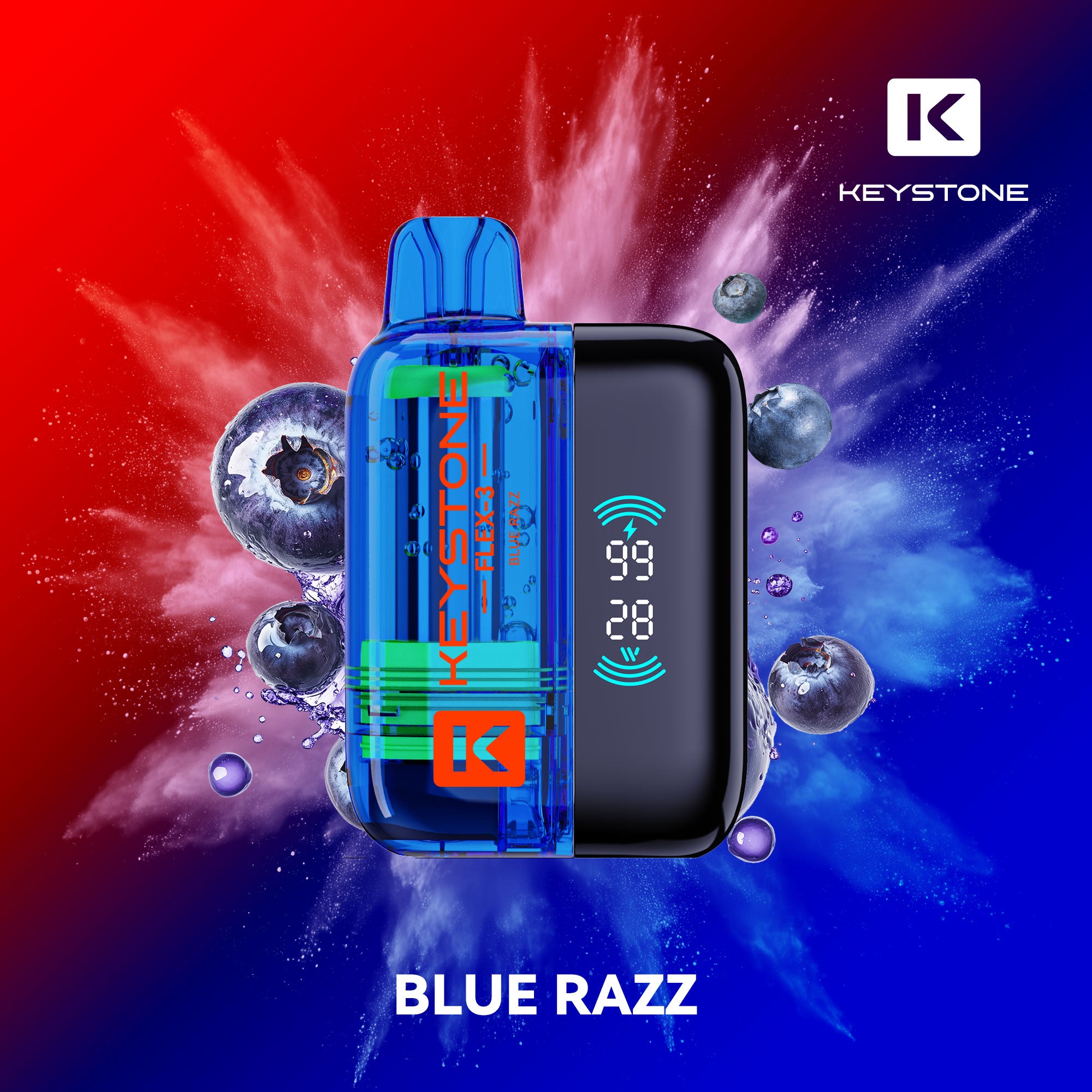 Keystone Flex-3 Pod 68K Starter Kit Blue Razz - Vape Kingdom