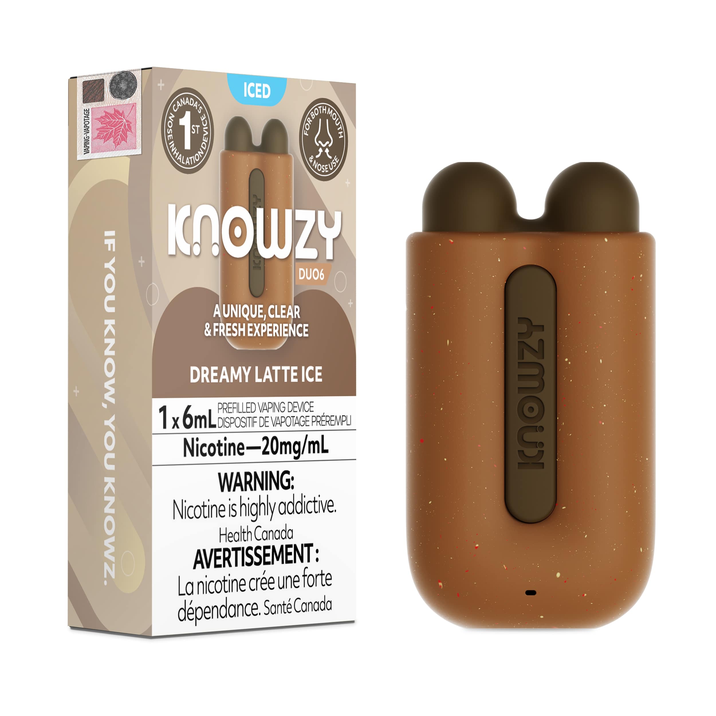 Knowzy Duo 6 Disposable Vape Latte Ice (Both Mouth & Nose Use)