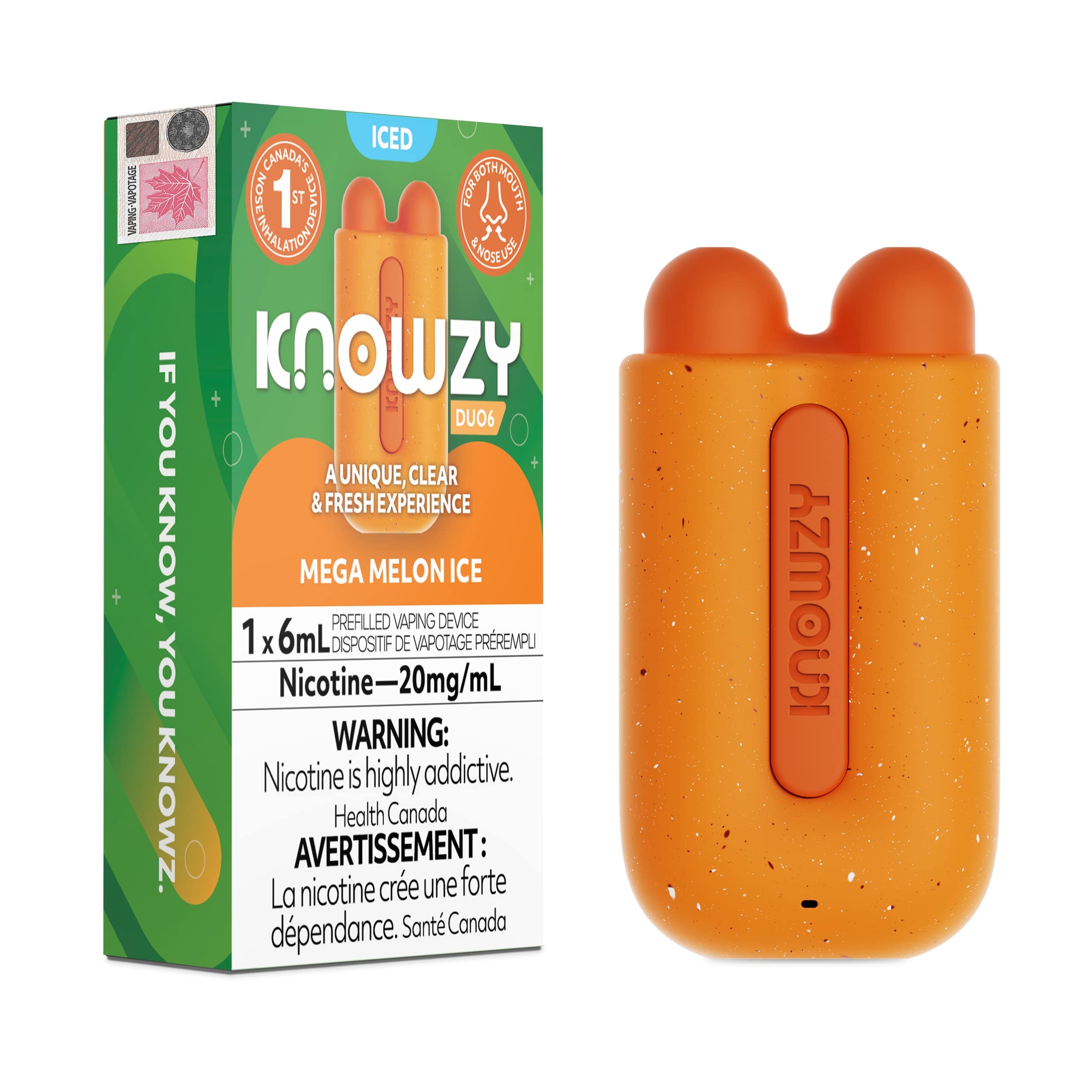 Knowzy Duo 6 Disposable Vape Melon Ice (Both Mouth & Nose Use)