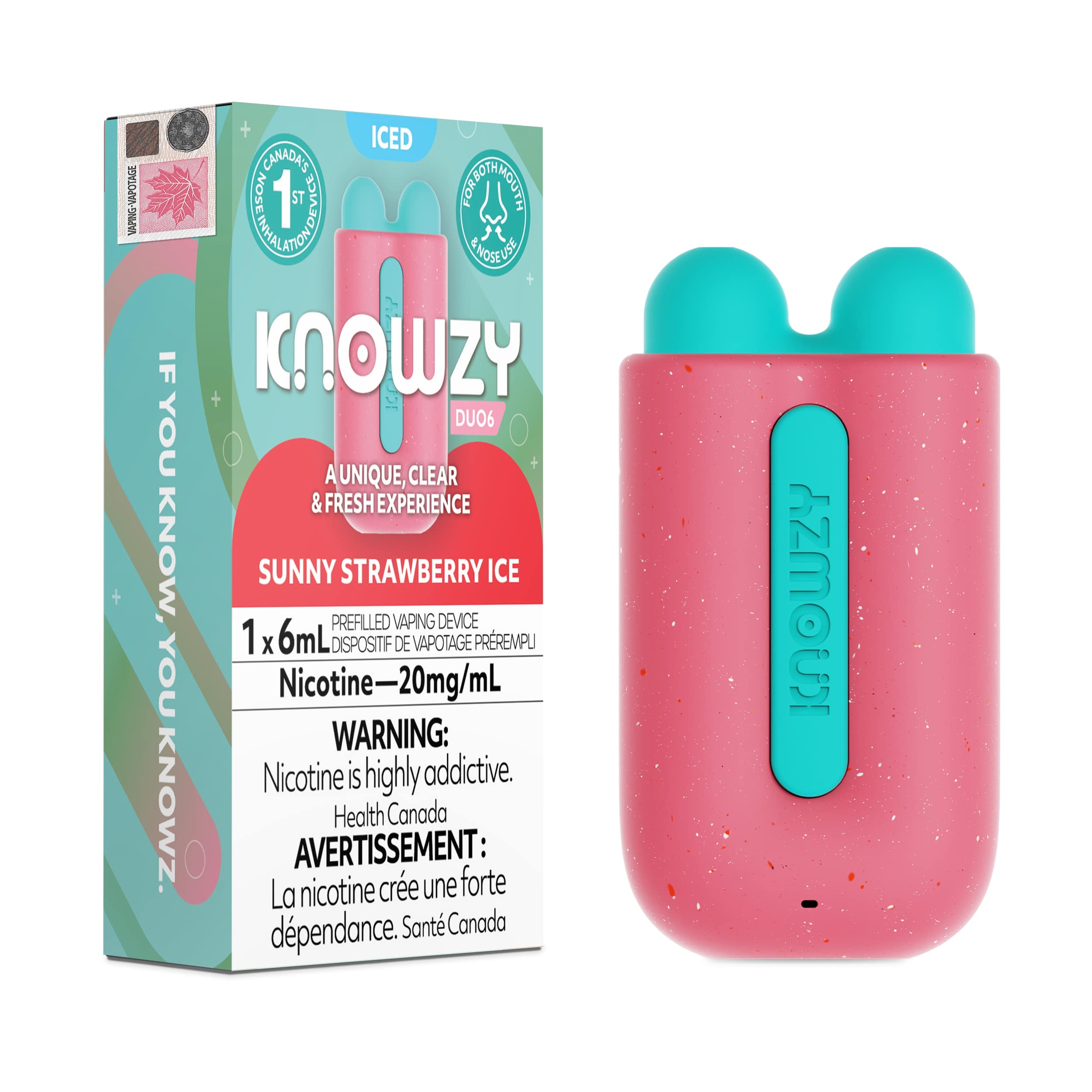 Knowzy Duo 6 Disposable Vape Strawberry Ice (Both Mouth & Nose Use)