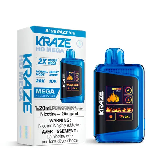 Kraze Hd Mega 20000 Disposable Blue Razz Ice