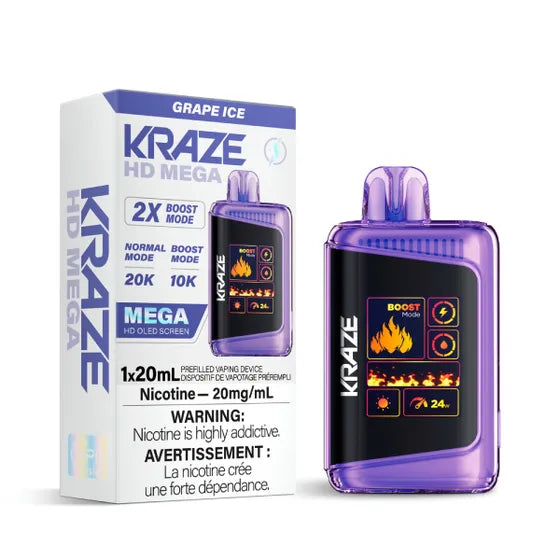 Kraze Hd Mega 20000 Disposable Grape Ice