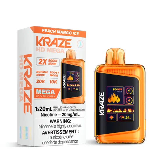 Kraze Hd Mega 20000 Disposable Peach Mango Ice