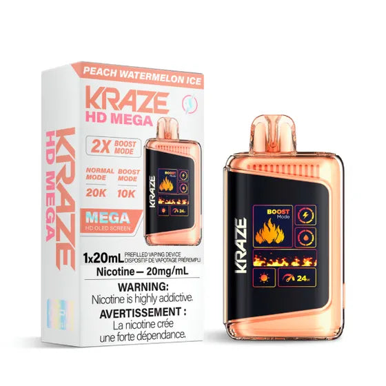 Kraze Hd Mega 20000 Disposable Peach Watermelon Ice