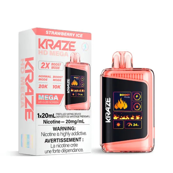 Kraze Hd Mega 20000 Disposable Strawberry Ice