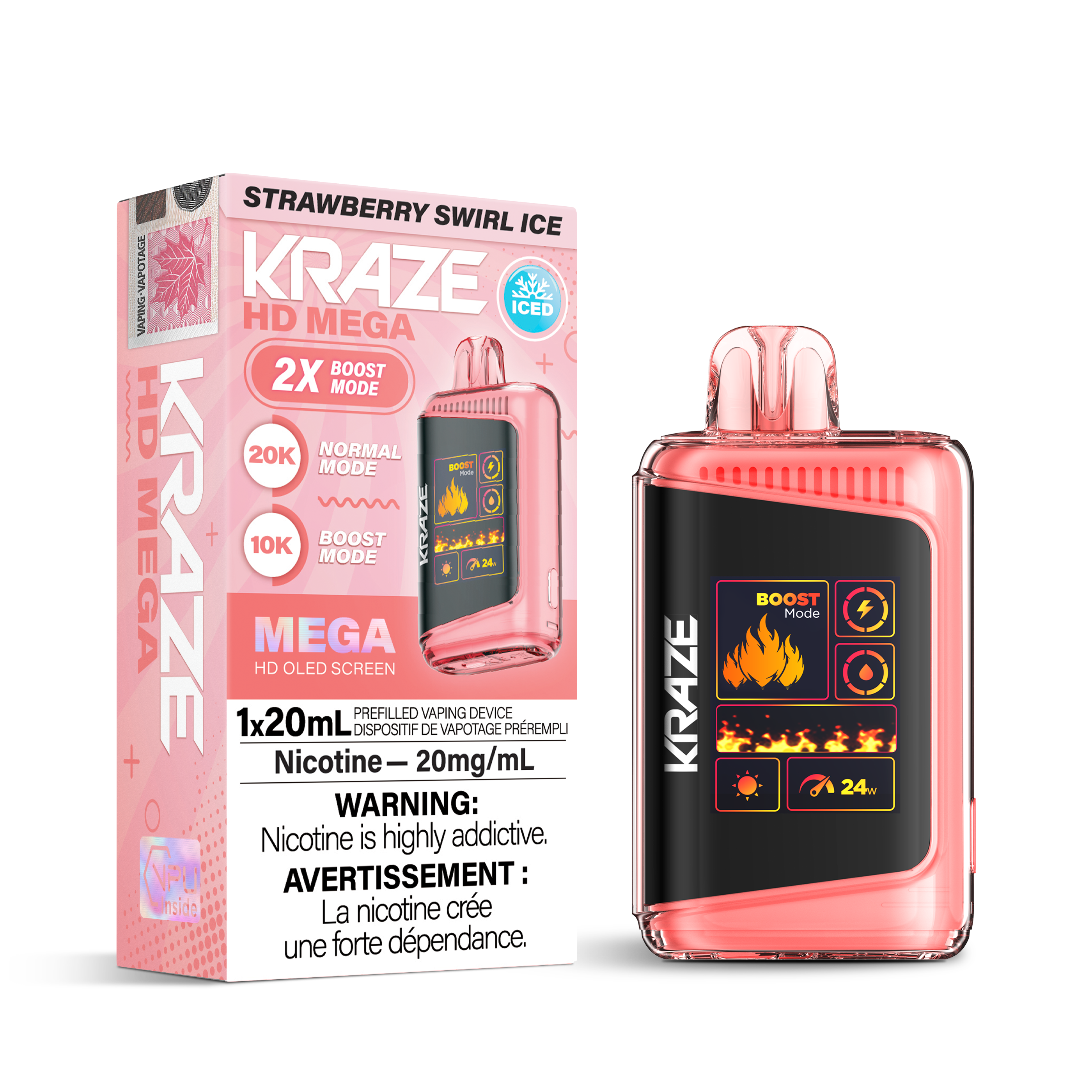 Kraze Hd Mega 20000 Disposable Strawberry Swirl Ice