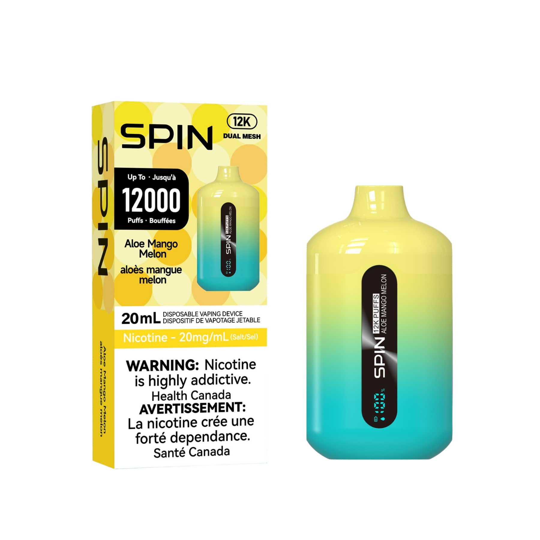 Spin 12K (12000) Disposable Vape Aloe Mango Melon