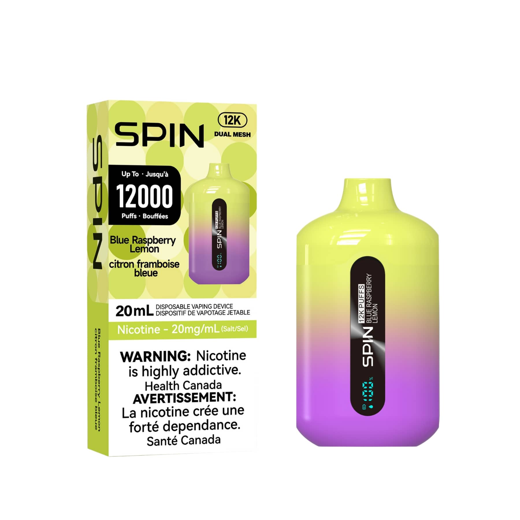 Spin 12K (12000) Disposable Vape Blue Raspberry Lemon