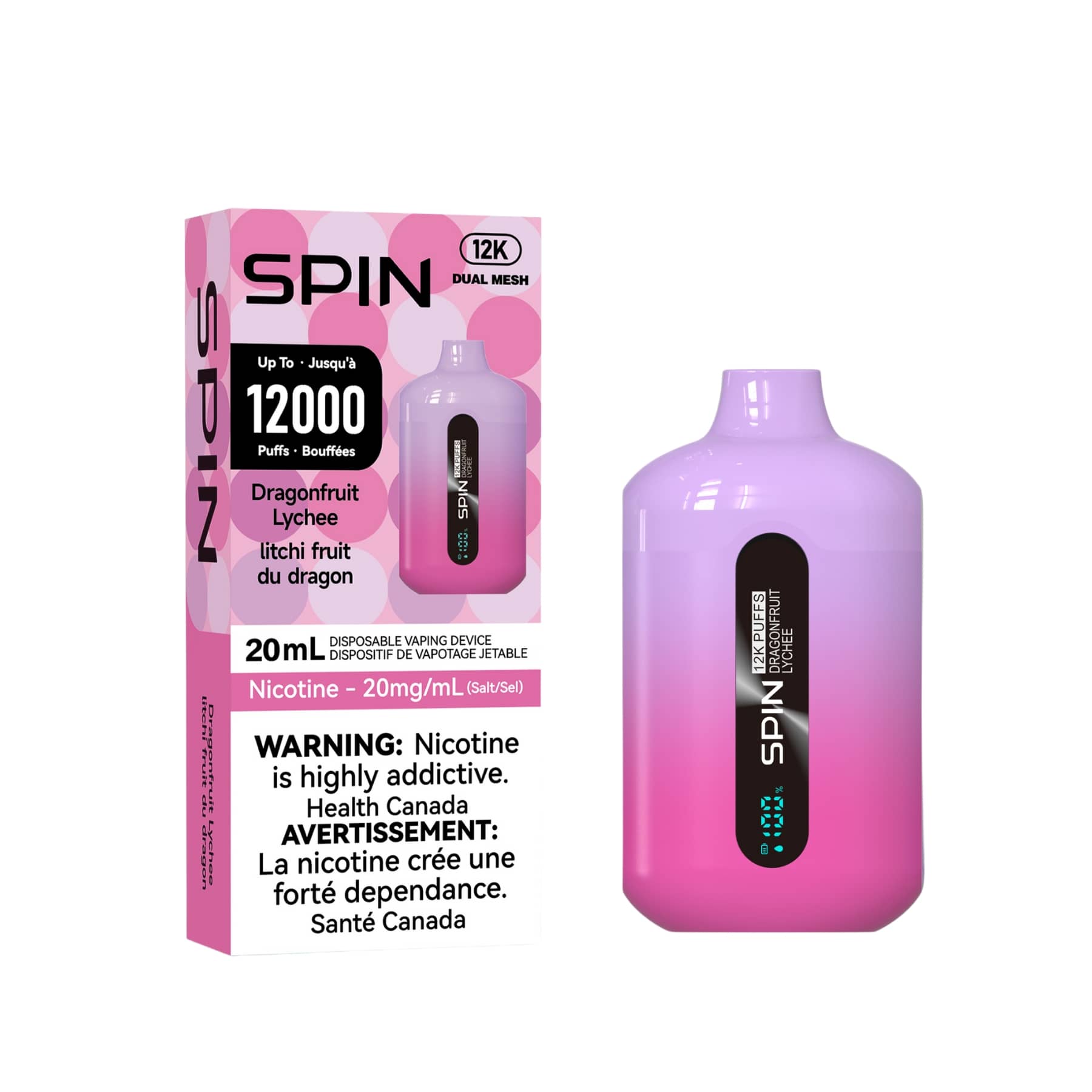 Spin 12K (12000) Disposable Vape Dragonfruit Lychee