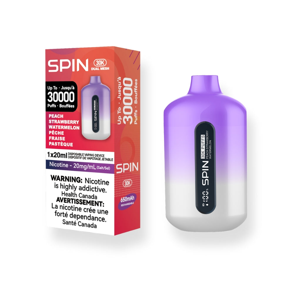 Spin 30K (30000) Disposable Vape Peach Strawberry Watermelon