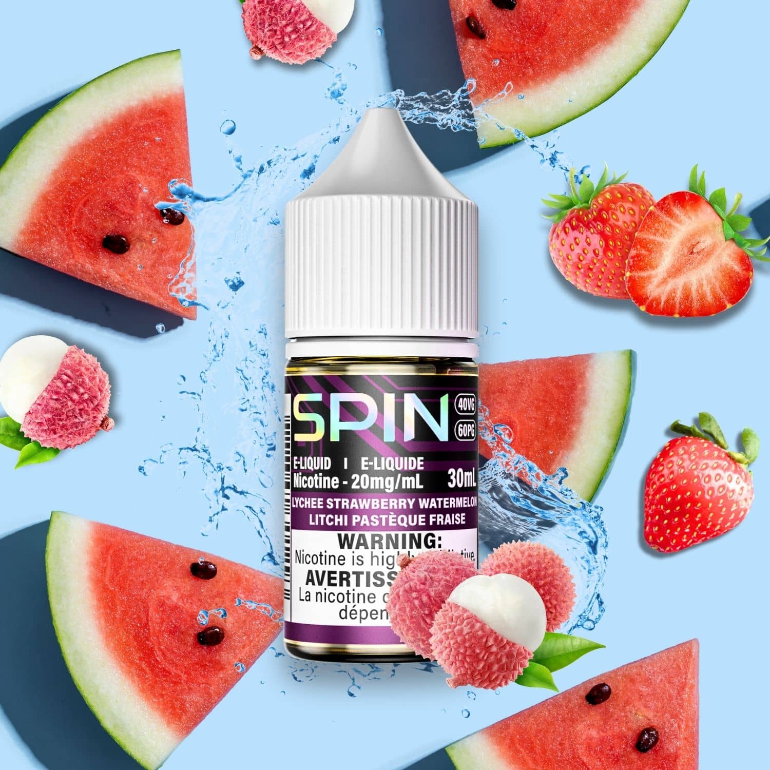 Spin E-Liquid Salt Lychee Strawberry Watermelon