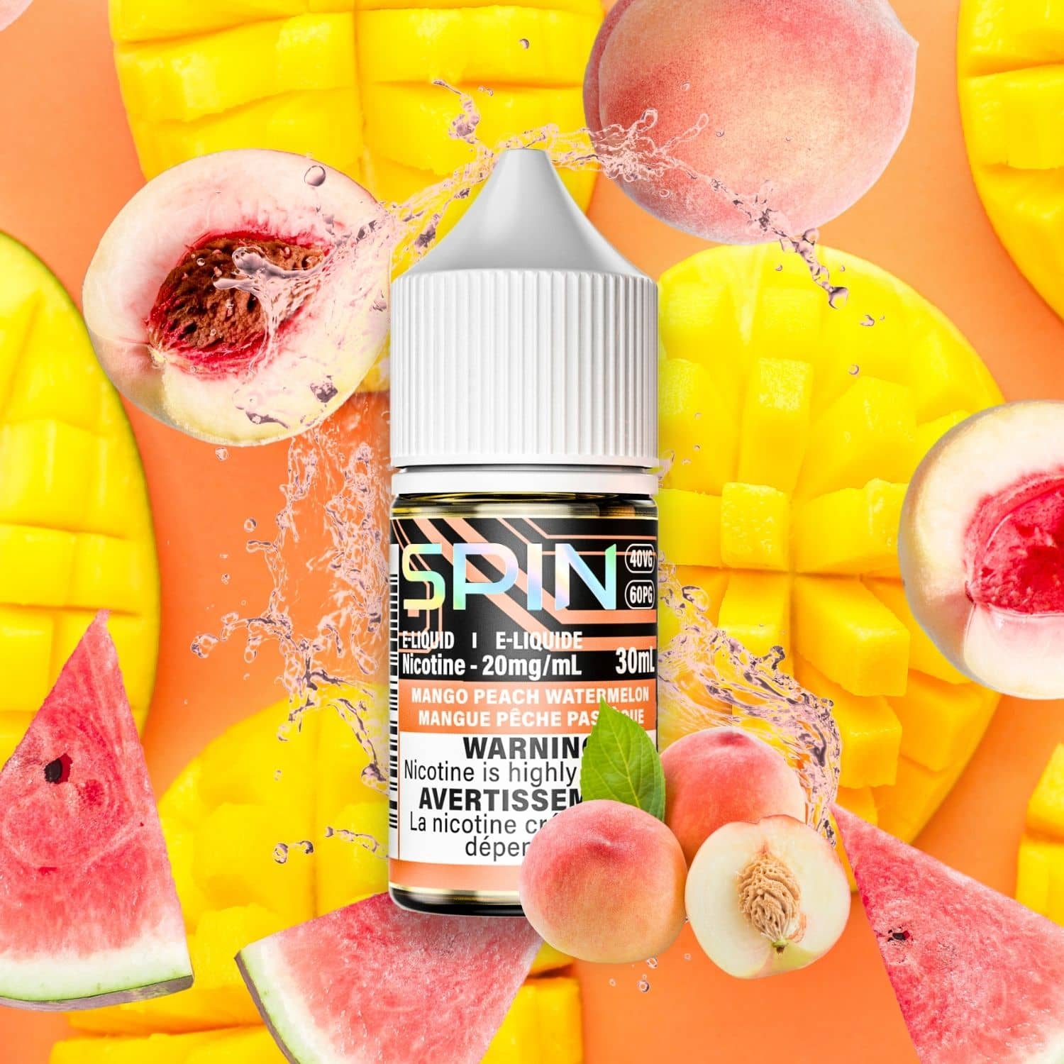 Spin E-Liquid Salt Mango Peach Watermelon