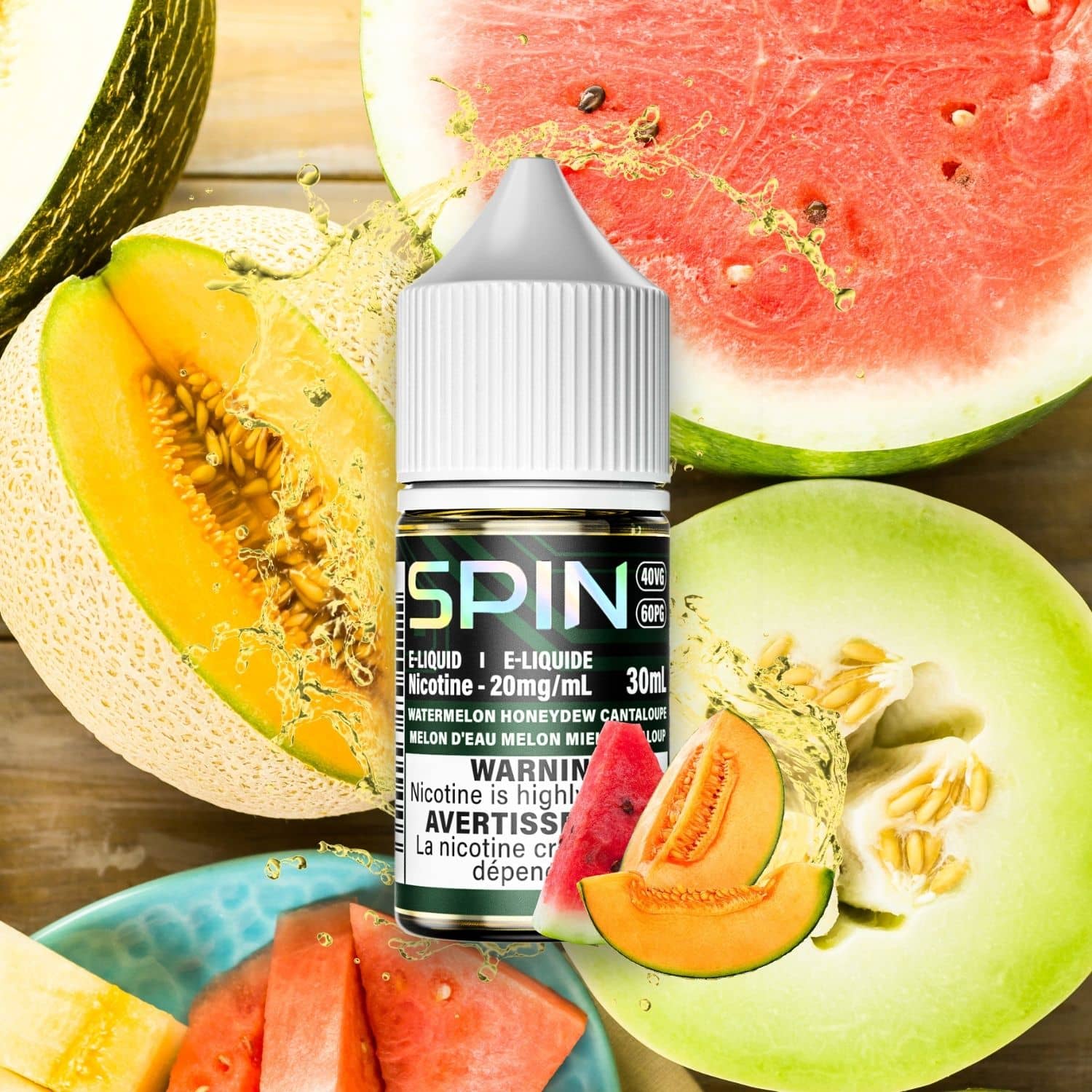 Spin E-Liquid Salt Watermelon Honeydew Cantaloupe