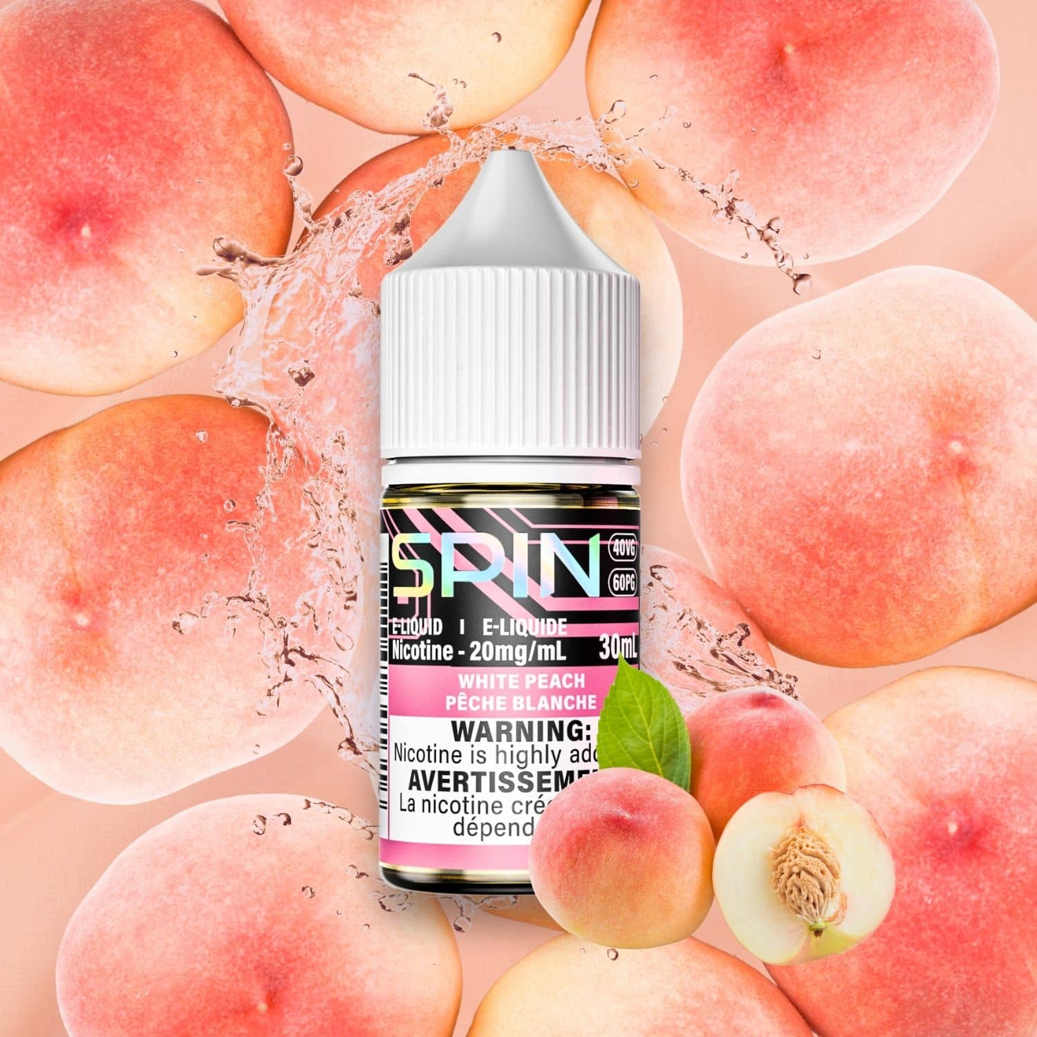 Spin E-Liquid Salt White Peach