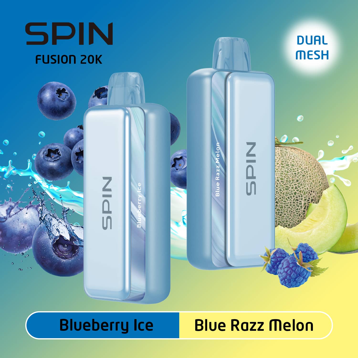 Spin Fusion 20K Disposable Vape Blueberry Ice and Blue Razz Melon