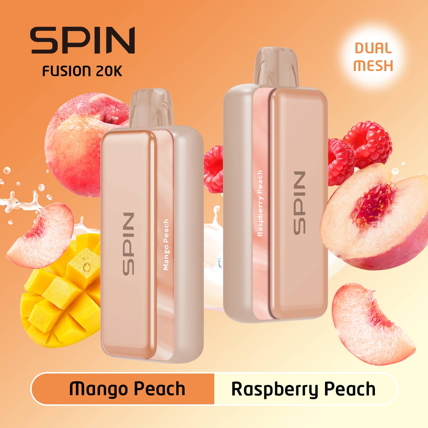 Spin Fusion 20K Disposable Vape Mango Peach and Raspberry Peach