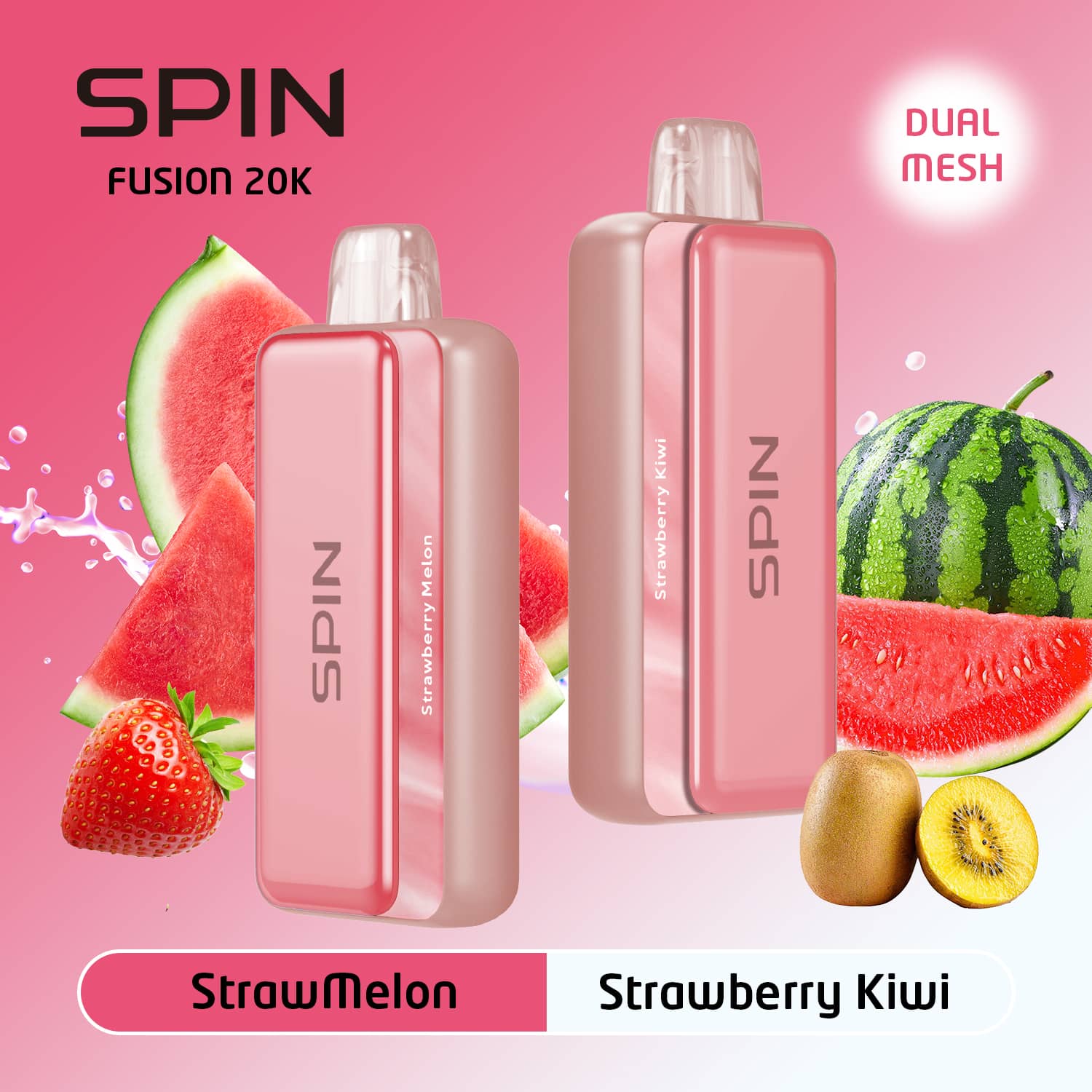 Spin Fusion 20K Disposable Vape StrawMelon and Strawberry Kiwi