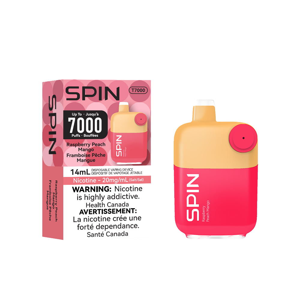 Spin T7000 Disposable Vape - Raspberry Peach Mango